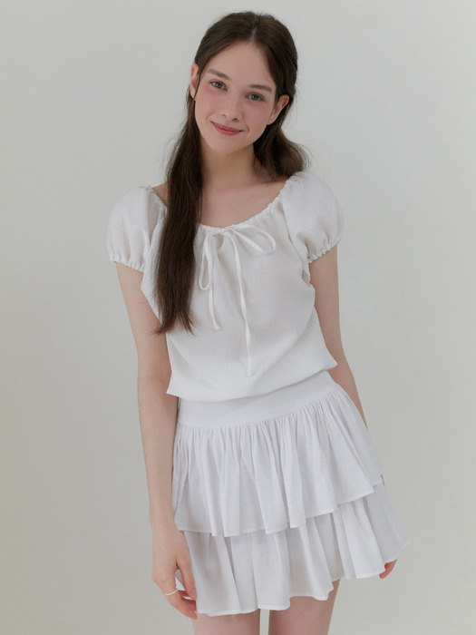 Cap sleeve string blouse (white)