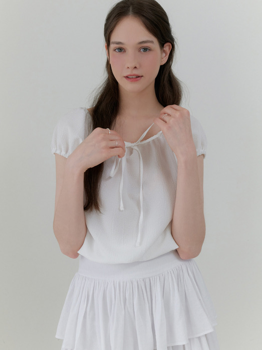 Cap sleeve string blouse (white)