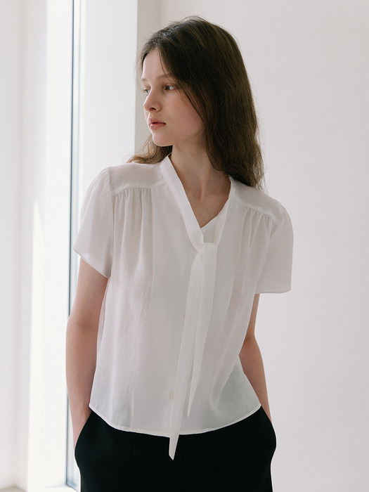 Plain Tie Blouse - Ivory