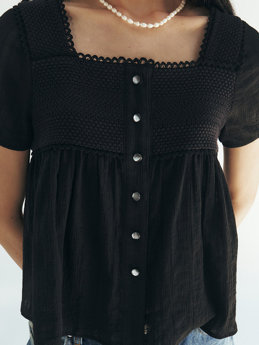 TFR LACE FLARE BUTTON BLOUSE_2COLORS