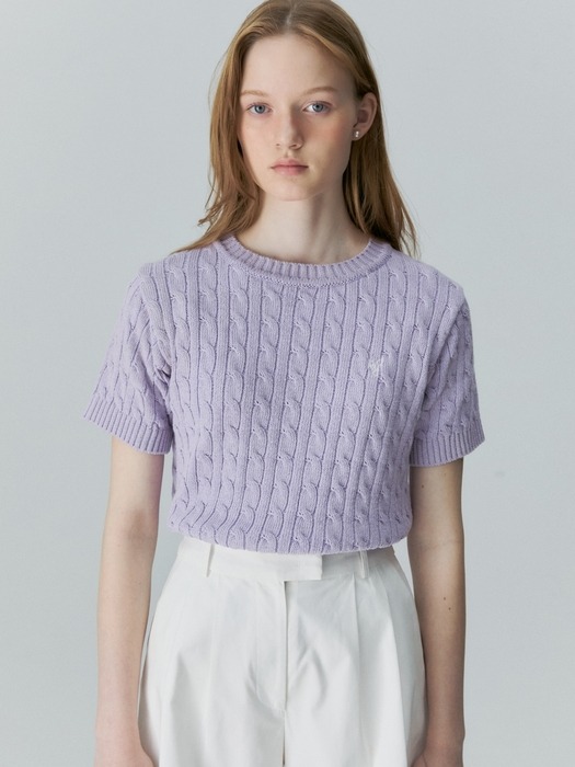 half sleeve cable knit - light violet