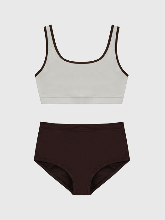 Modern Color Combination Swim Briefs_BROWN