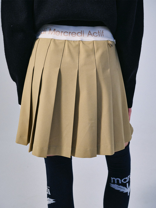 PLEATS MINI SKIRT BLOOMMARDI PRINTED_BEIGE NAVY