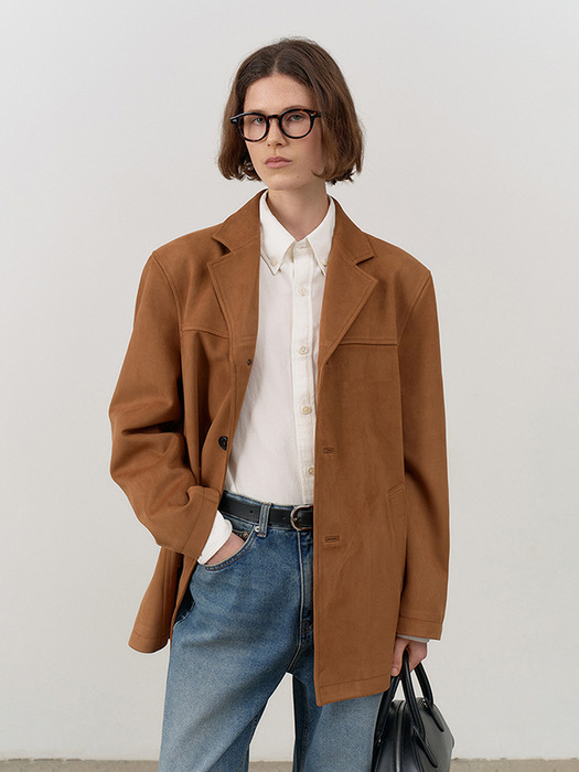 ★Dunst★ UNISEX VEGAN SUEDE HALF JACKET CAMEL_UDJA4C110CM 던스트]UNISEX VEGAN SUEDE HALF JACKET CAMEL_UDJA4C110CM