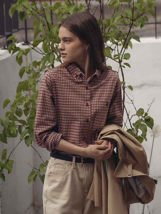 Classic grid check shirt_Red