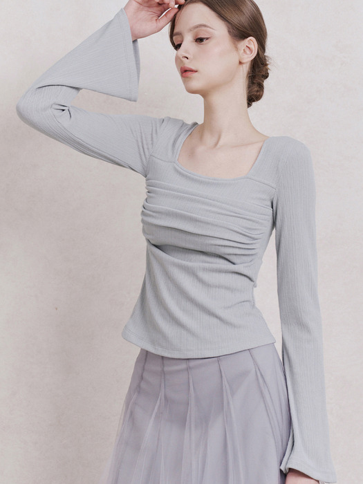 Joy Long Sleeves Top (Ivory/Cream/Mint Grey, Black)