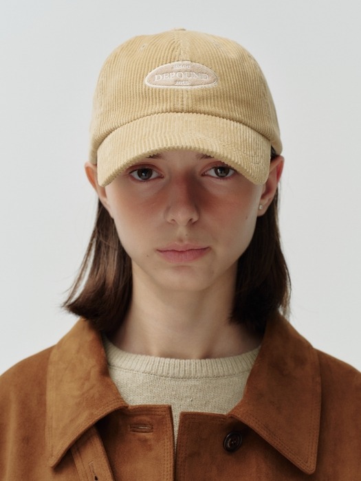 suede patch corduroy cap - beige