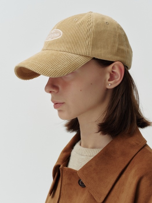 suede patch corduroy cap - beige