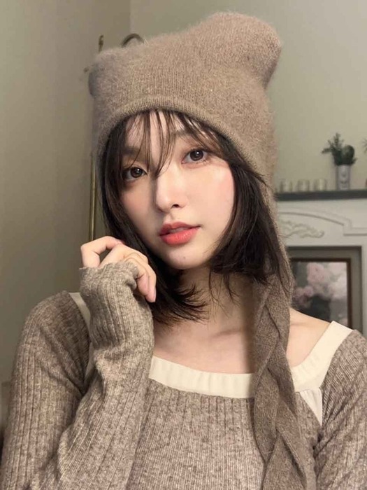 TWIST ANGORA KNIT BEANIE_TT4W302BE