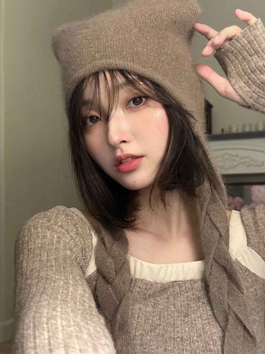 TWIST ANGORA KNIT BEANIE_TT4W302BE