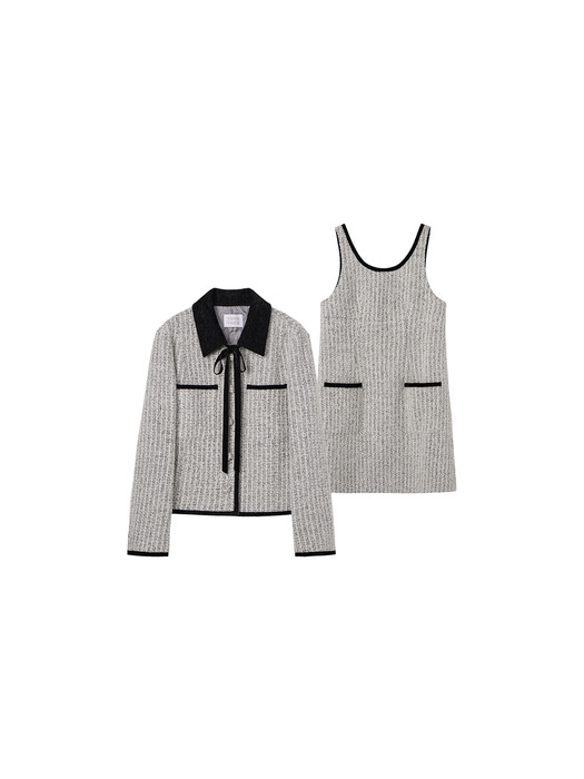 [연지 PICK/SET] Velvet Collar Wool Jacket & Dress