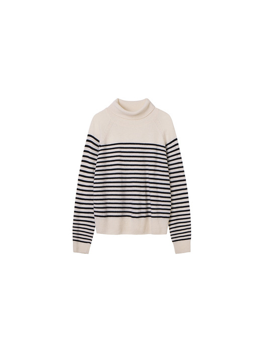 Stripe Cashmere Turtleneck Knit Pullover VC2499PO912M