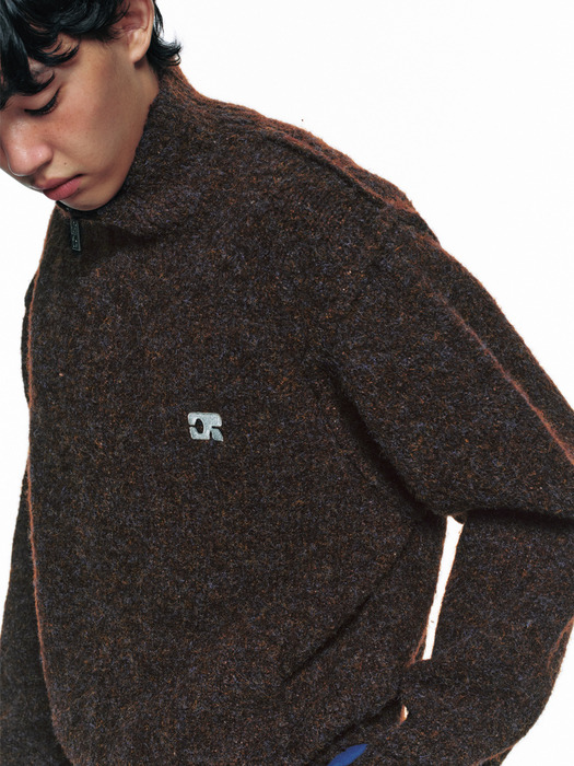 CENTAUR CALMING KNIT ZIP-UP_BROWN