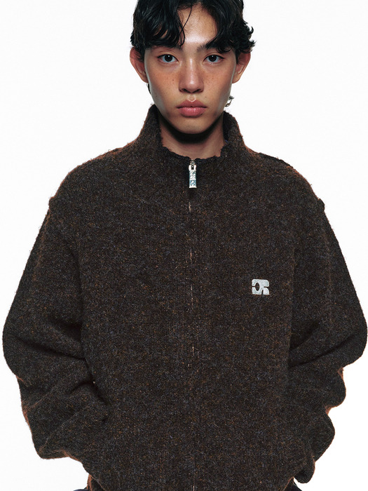 CENTAUR CALMING KNIT ZIP-UP_BROWN