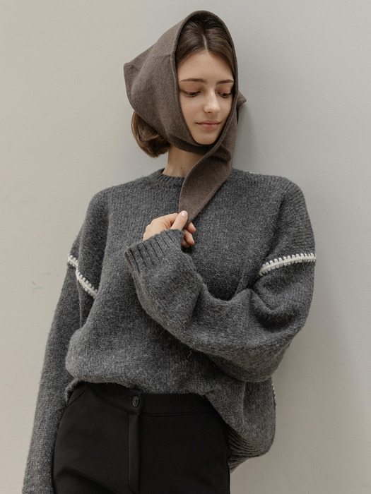 CHUNKY CRWNECK SWEATER (CHARCOAL)