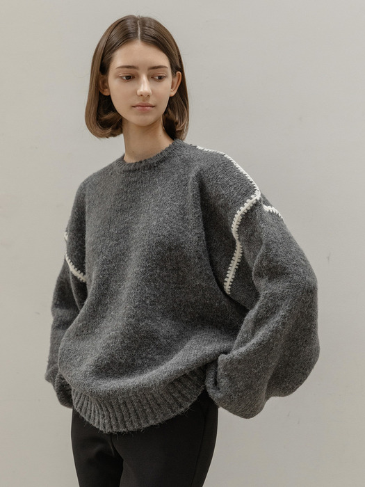 CHUNKY CRWNECK SWEATER (CHARCOAL)