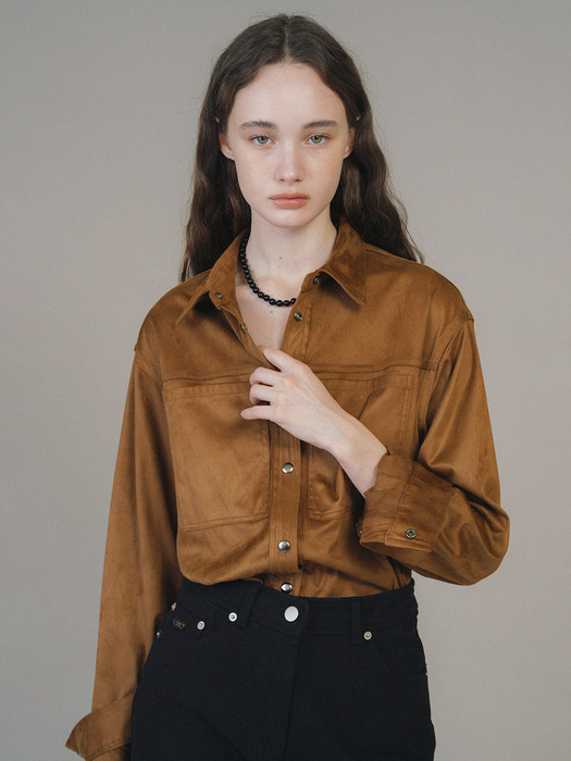 F Suede Loose Fit Shirt_Mocha