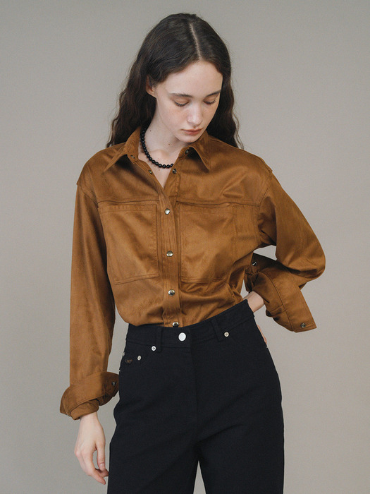 F Suede Loose Fit Shirt_Mocha