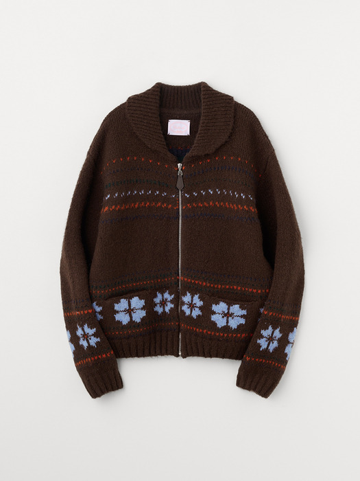 SNOW COWICHAN ZIP UP CARDIGAN_BROWN