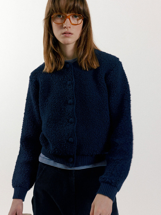 Lett boucle cardigan (Navy)