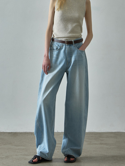 Wide Tapered Denim - Light Indigo - Image 1