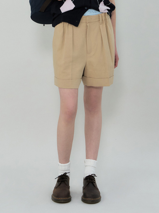 ★2025SS新作★GROVE★CHLOE CABRA SHORTS 그로브]25SS CHLOE CABRA SHORTS (BEIGE)