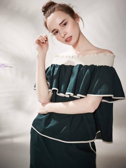 Contrast Two Way Off Shoulder Blouse