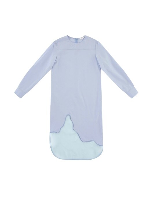 WAVE EMBROIDERED COTTON DRESS (LIGHT BLUE)