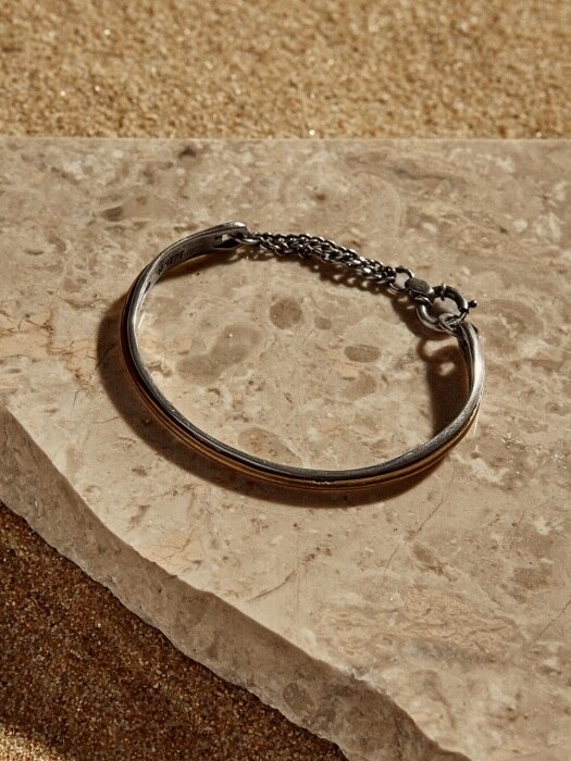 BULLETTO LAYERED BANGLE CHAIN BRACELET aaa091m(SILVER)