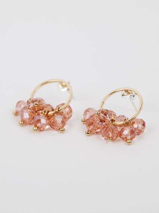 peach pink crystal blossom earring