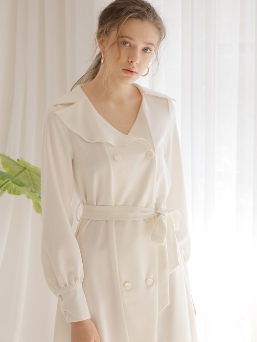 DOUBLE BUTTON FLARE ONE-PIECE_IVORY