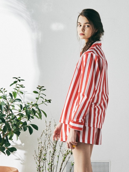 [W] Marilyn L/S PJ Set Lollipop Stripe Red