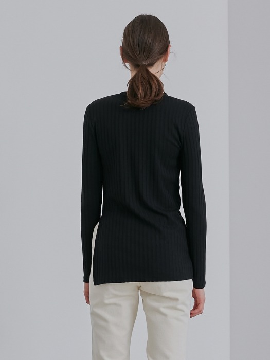 RIBBED SIDE SLIT T_BLACK