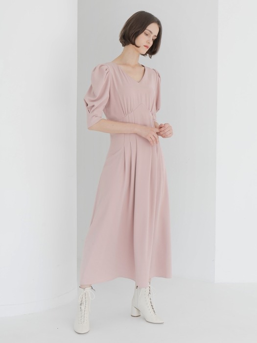 TUCK SLEEVE ONE-PIECE_PINK
