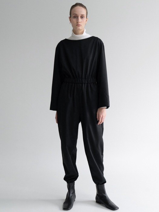 Black wool jumpsuit