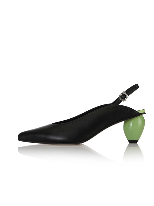 Slide sling-backs / 20RS-S414 Black+Lime