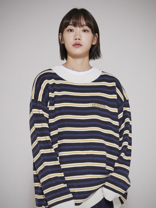KN070_Stripe Knit Sweater_Charcoal