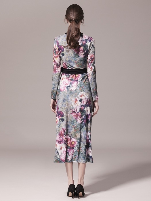 GORGEOUS PRINT LONG WRAP DRESS [ 골져스 프린트 롱 랩 드레스 ] AGAA02T1-6 