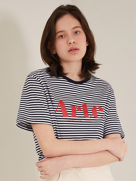 NAVY STRIPE ARTE LOGO TSHIRT (네이비 스트라이프 아르테 로고 티셔츠)