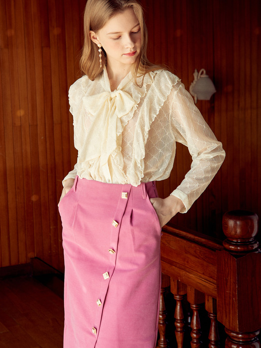 AMR1006 H button skirt (brown)