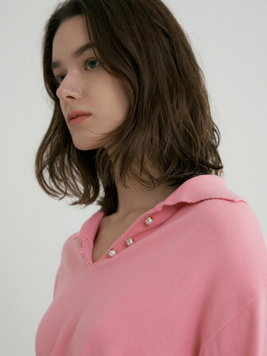 comos317 v neck shirt collar knit (pink)