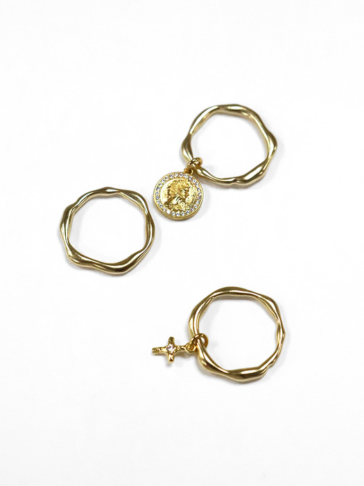 Queen love 3set coin ring (2color)