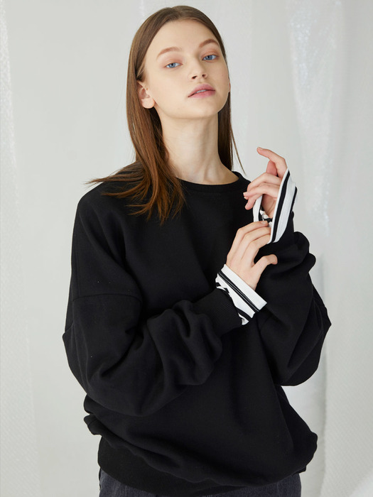 Rubber Corn Layered Sweatshirts - Black