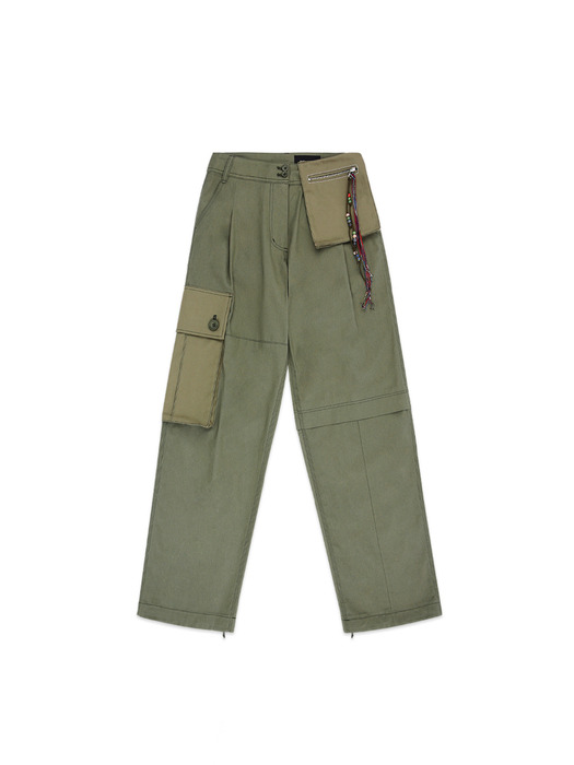 HARLEE TWILL BIG CARGO PANTS apa396w(KHAKI)