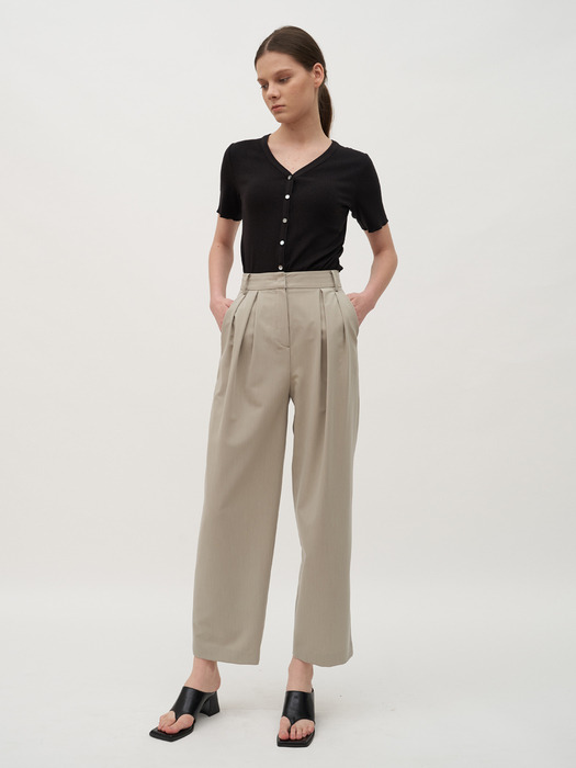 TTR TWO-TUCK WIDE TROUSER 2COLOR