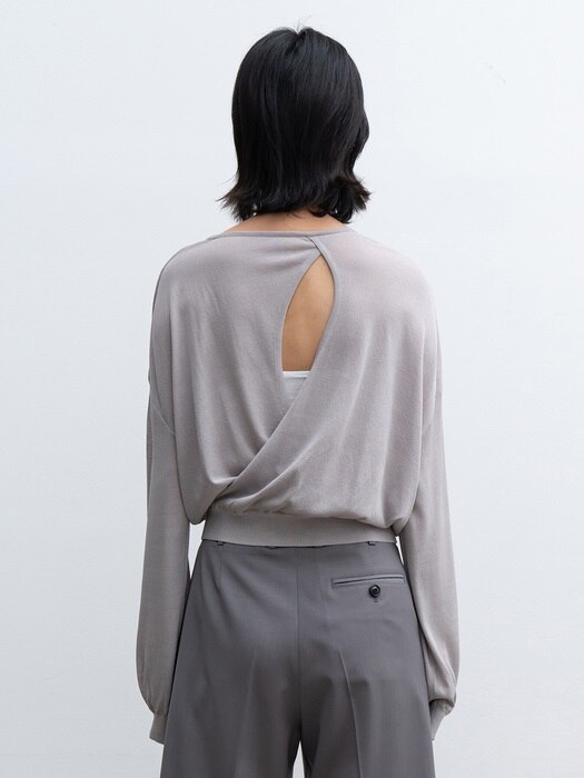 WRAP KNIT SWEATER (GRAY)