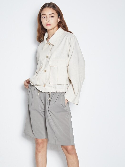 LINEN SHORT JACKET BEIGE