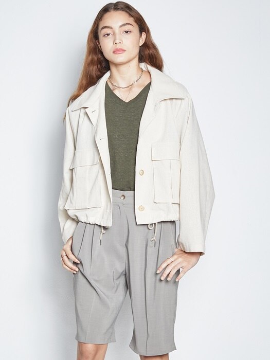 LINEN SHORT JACKET BEIGE