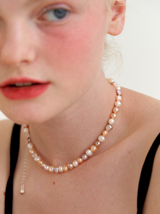 pompom pearl necklace (Silver 925)
