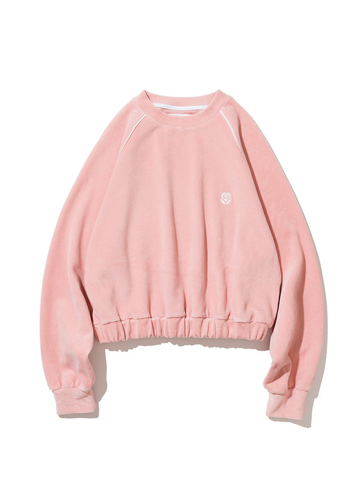 Velvet Rose Crop Sweatshirt [PINK]